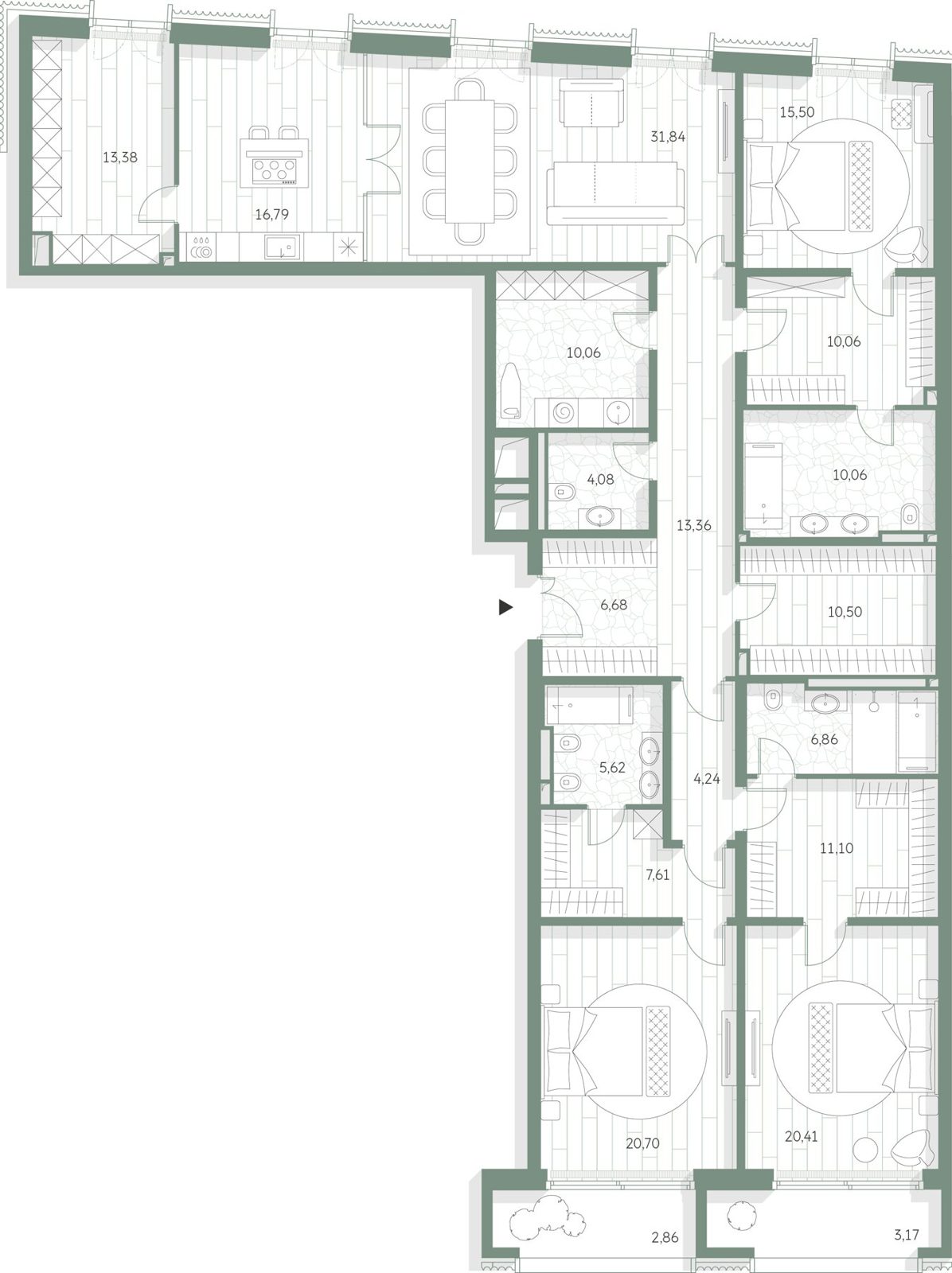 3-комнатная квартира, 224,9 м²