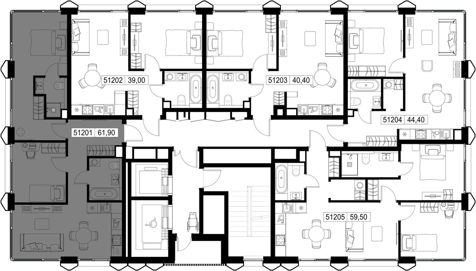 2-комнатная квартира, 61,9 м² — фото 2