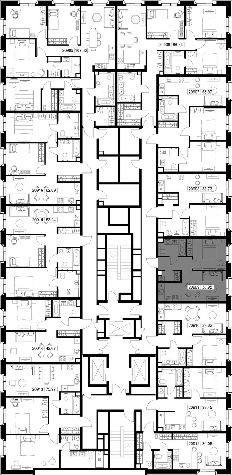 1-комнатная квартира, 39 м² — фото 2