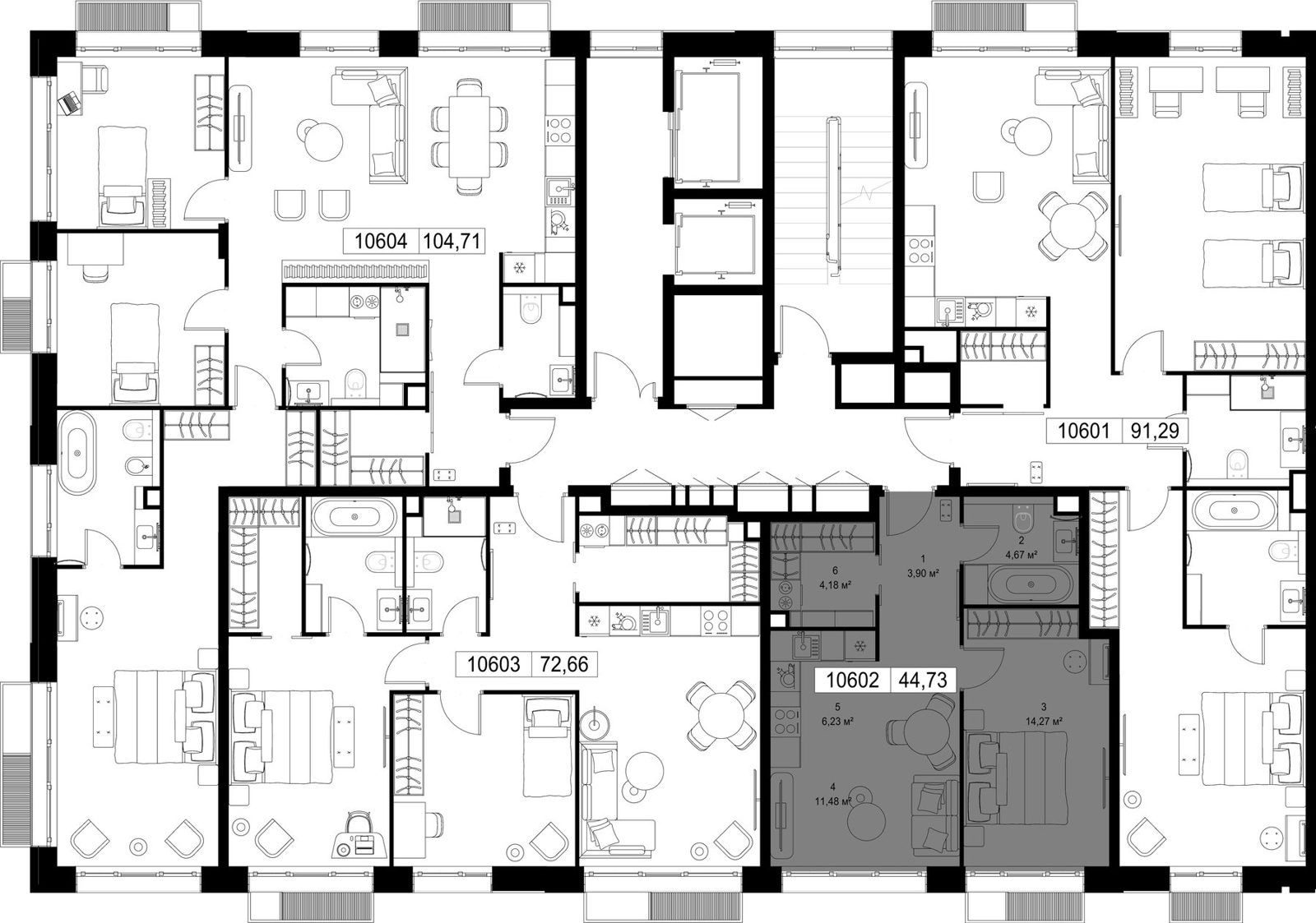 1-комнатная квартира, 44,7 м² — фото 3