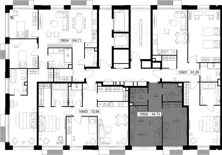 1-комнатная квартира, 44,7 м² — фото 3