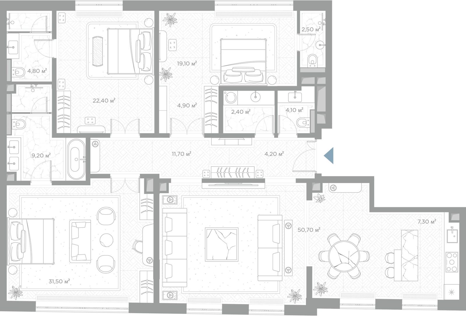 2-комнатная квартира, 174,8 м²