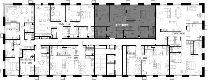 3-комнатная квартира, 99,1 м² — фото 2