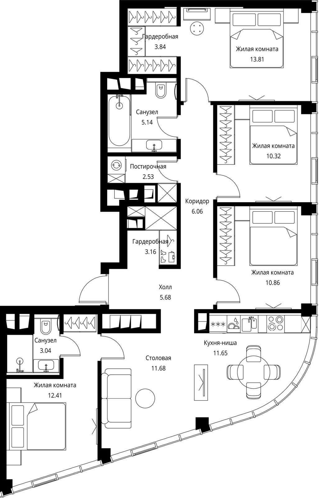 4-комнатная квартира, 100,2 м²
