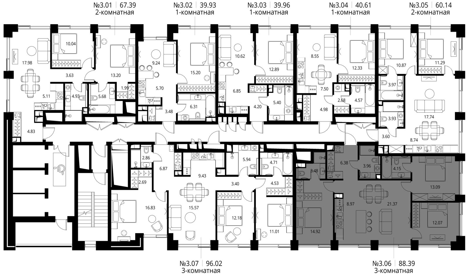 3-комнатная квартира, 88,4 м² — фото 2