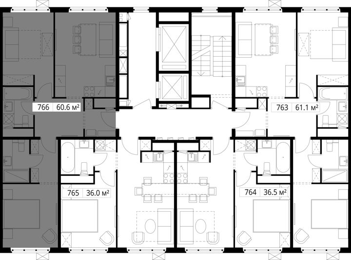2-комнатная квартира, 60,6 м² — фото 2
