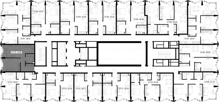 1-комнатная квартира, 42,9 м² — фото 2