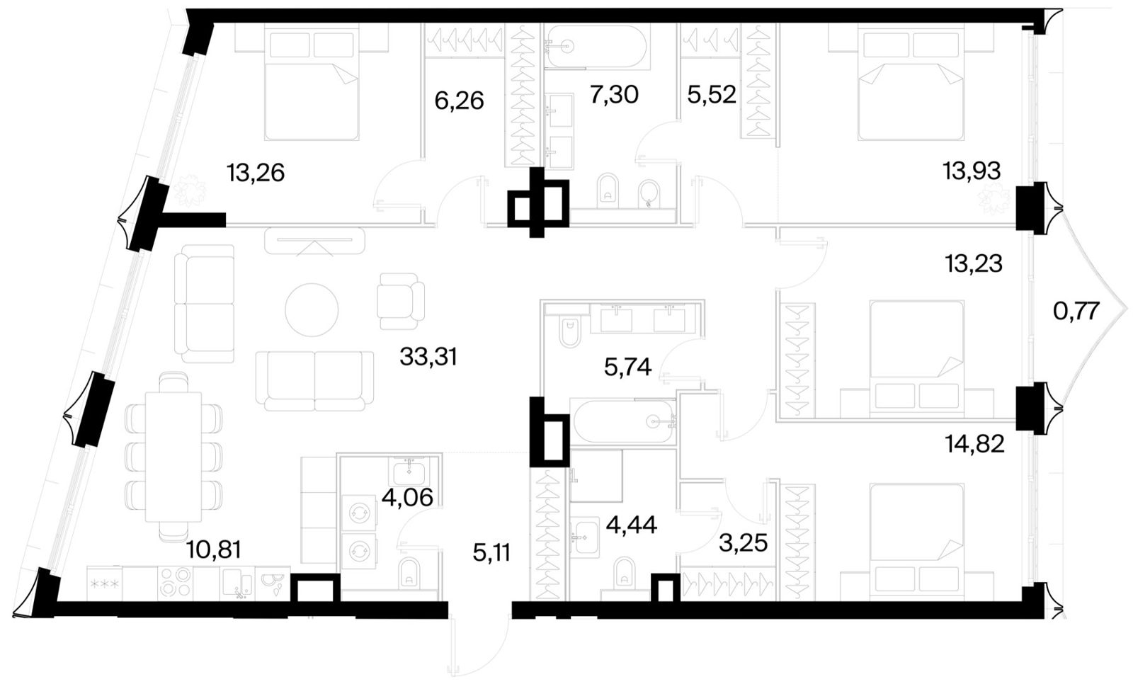 4-комнатная квартира, 141,8 м²