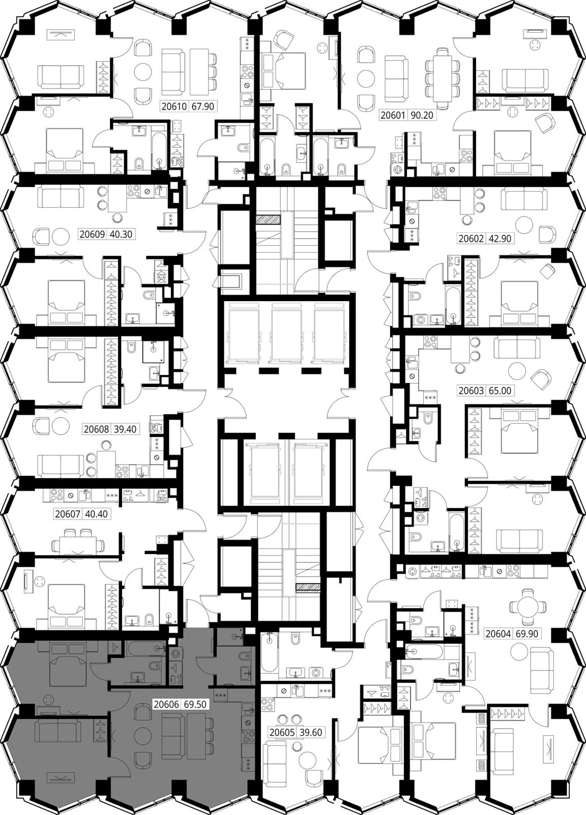 2-комнатная квартира, 69,5 м² — фото 2