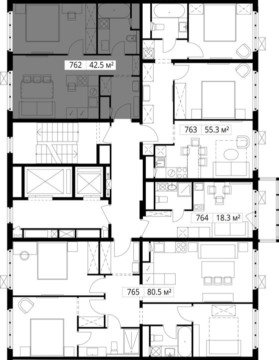 1-комнатная квартира, 42,5 м² — фото 2