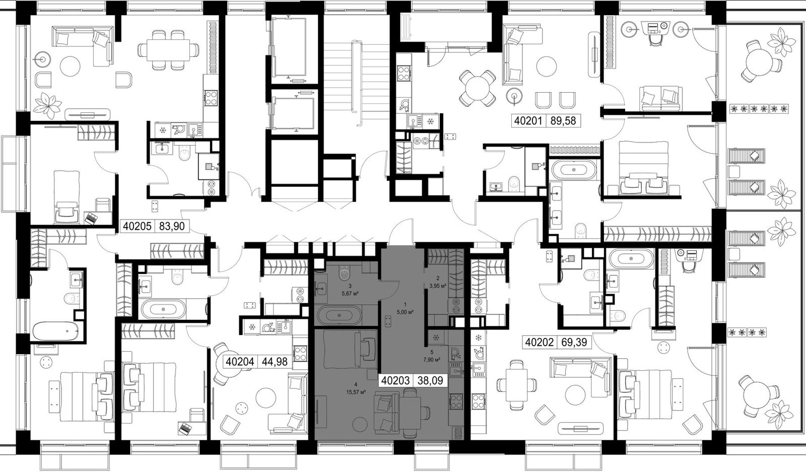 1-комнатная квартира, 38,1 м² — фото 2
