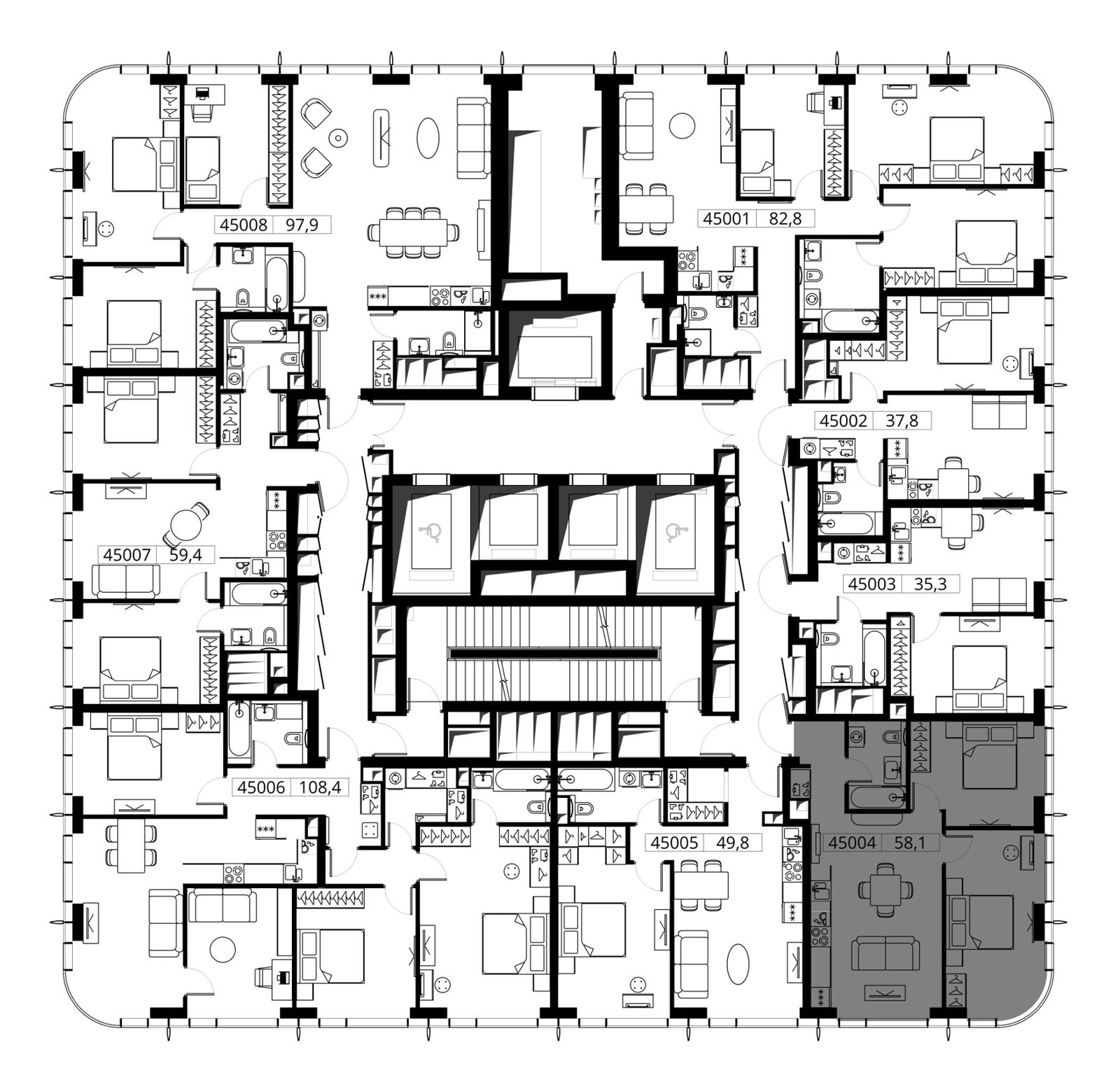 2-комнатная квартира, 58,1 м² — фото 2