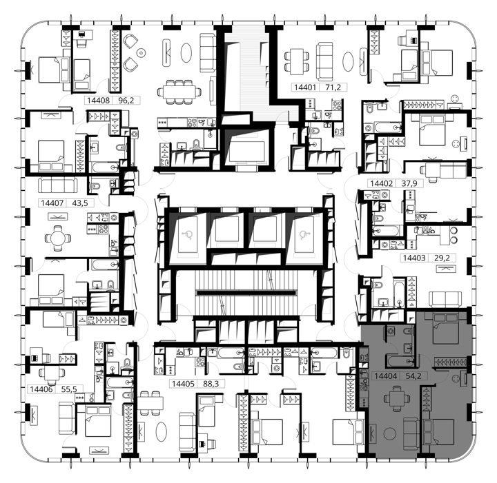 2-комнатная квартира, 54,2 м² — фото 2