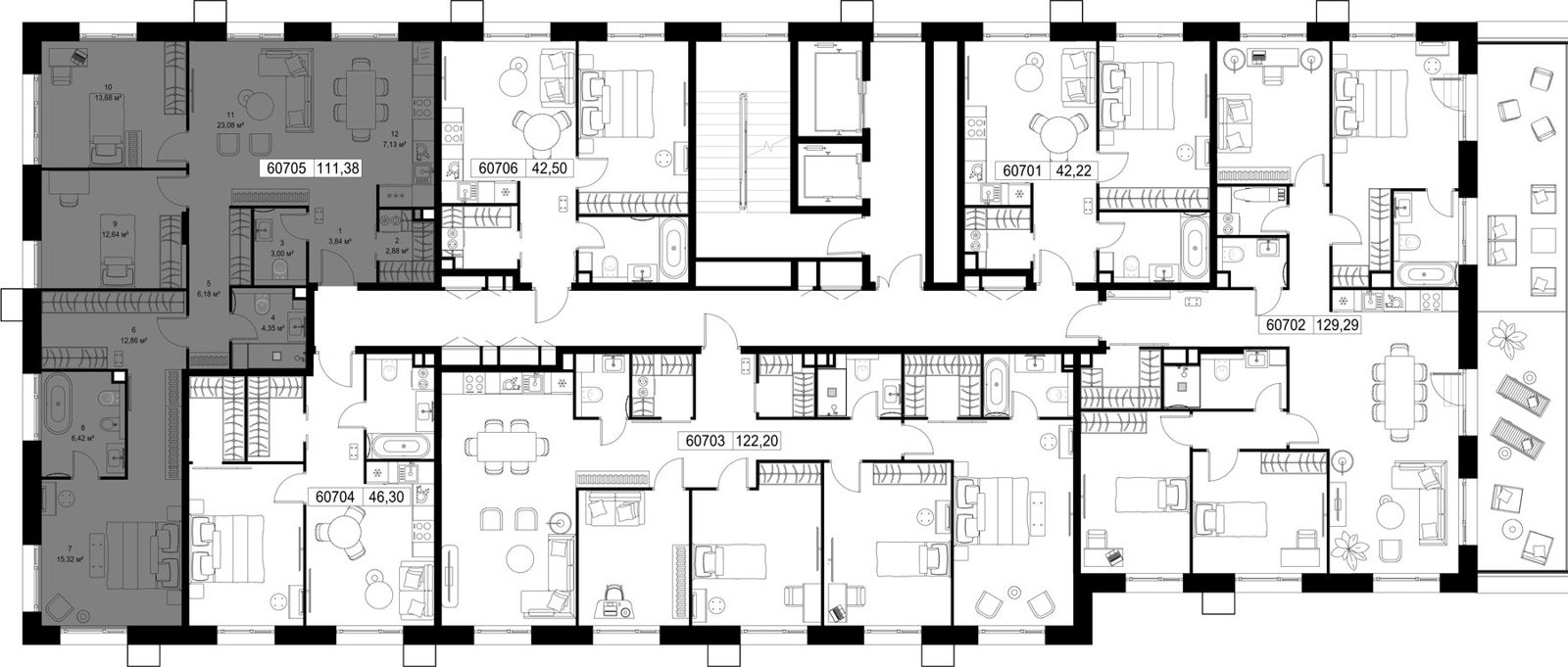3-комнатная квартира, 111,4 м² — фото 3