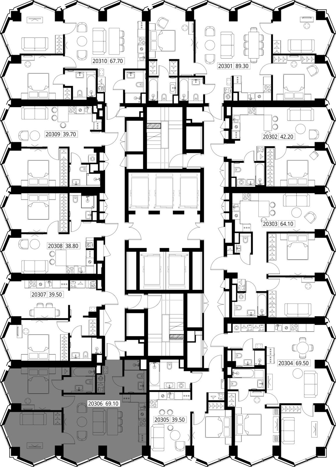 2-комнатная квартира, 69,1 м² — фото 2