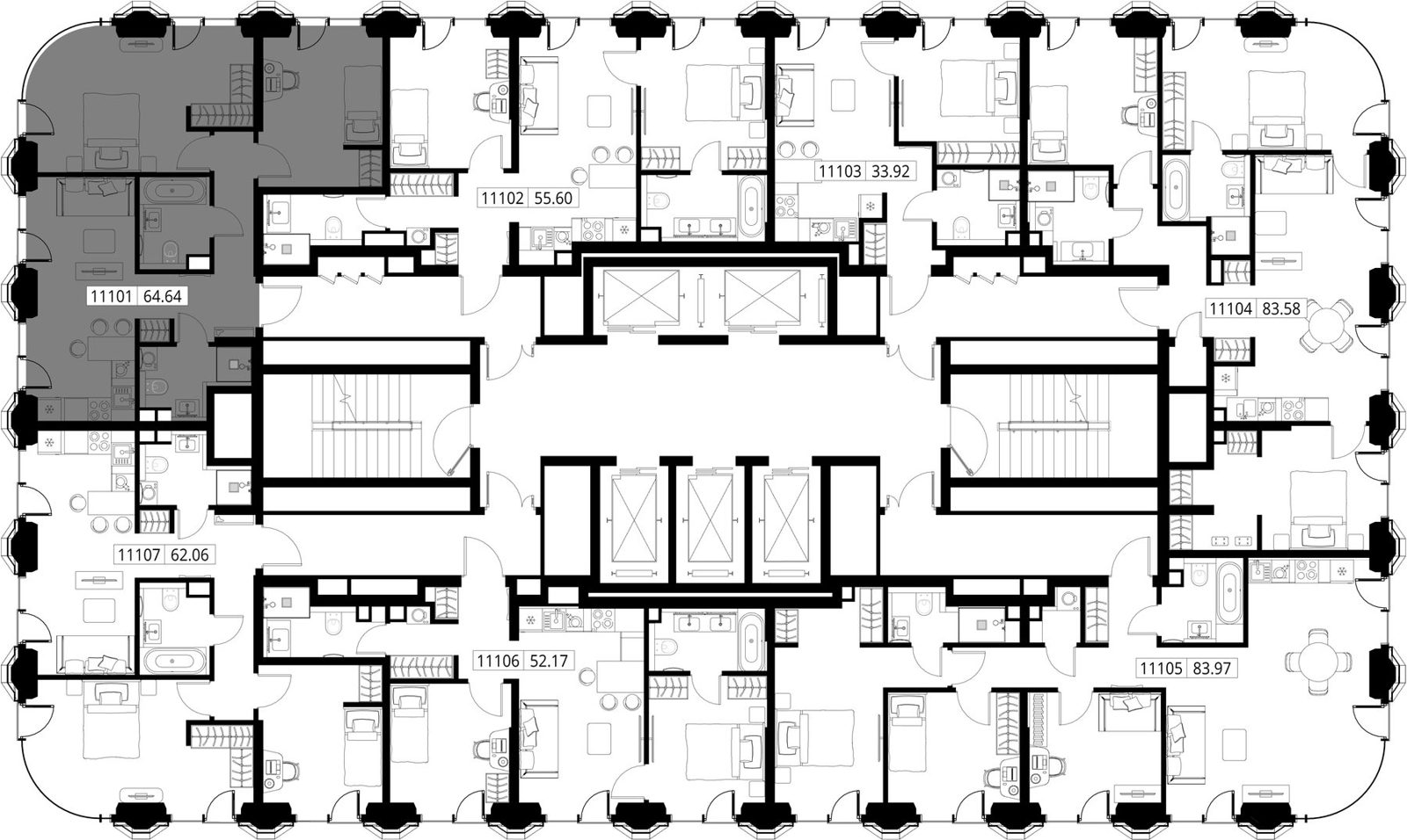 2-комнатная квартира, 64,8 м² — фото 2