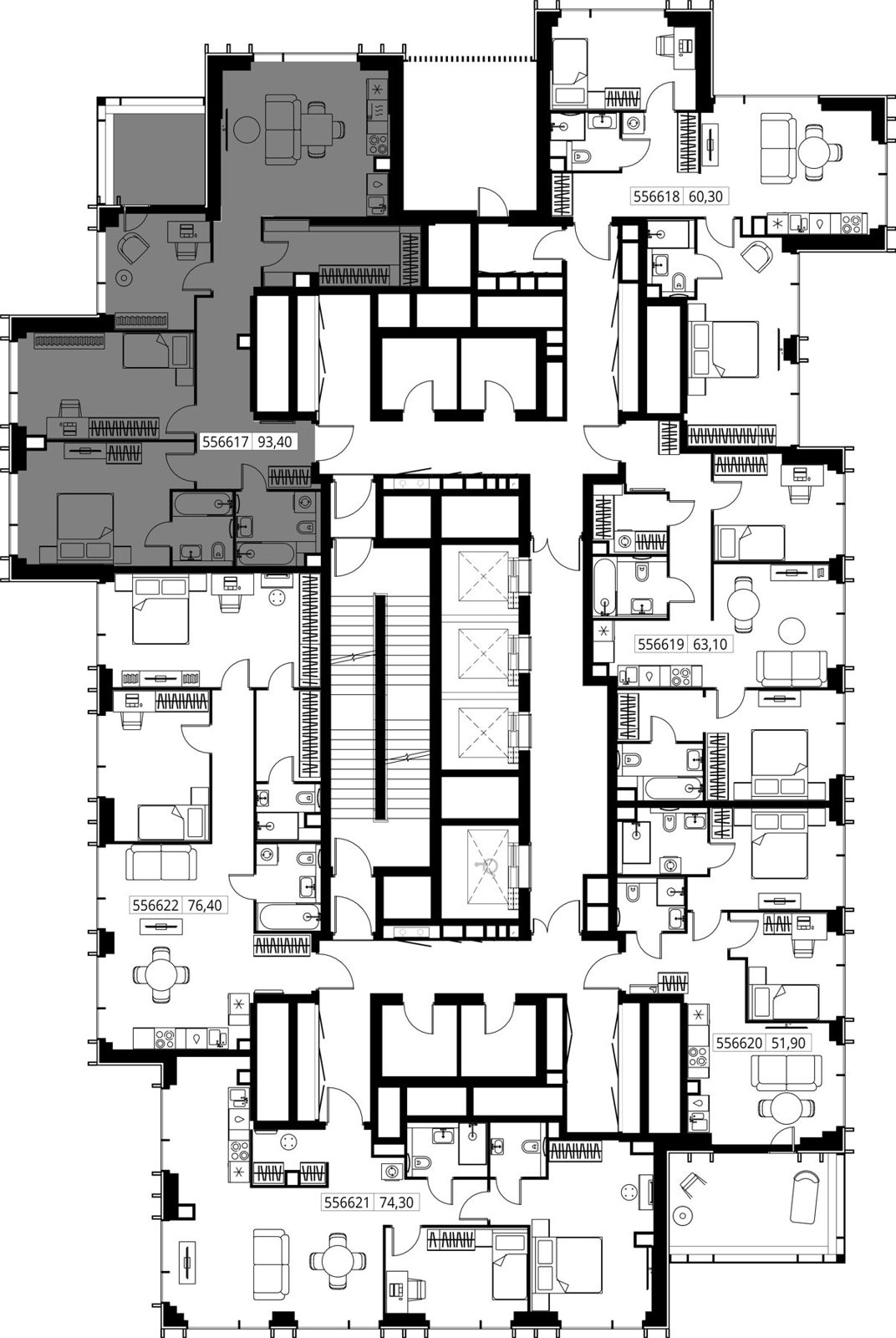 3-комнатная квартира, 93,4 м² — фото 2