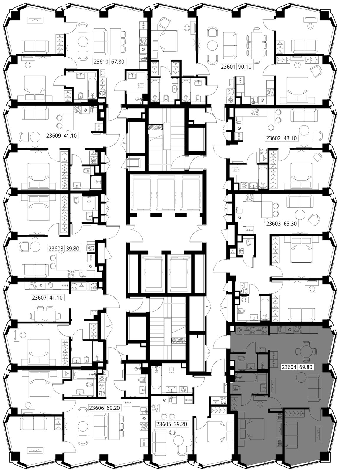 2-комнатная квартира, 69,8 м² — фото 2