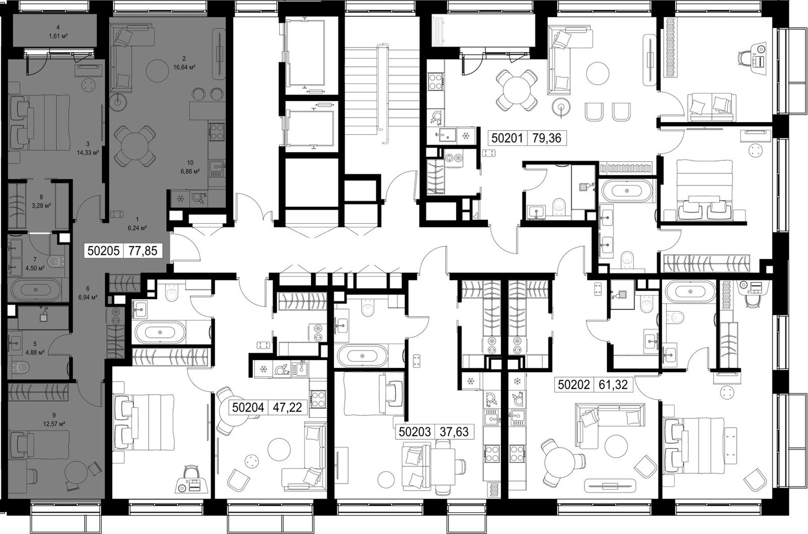 2-комнатная квартира, 77,8 м² — фото 2