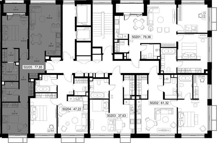 2-комнатная квартира, 77,8 м² — фото 2