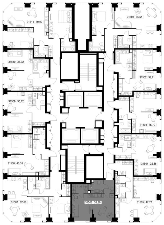1-комнатная квартира, 35,4 м² — фото 2