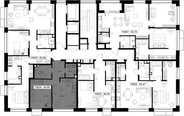 1-комнатная квартира, 45 м² — фото 2