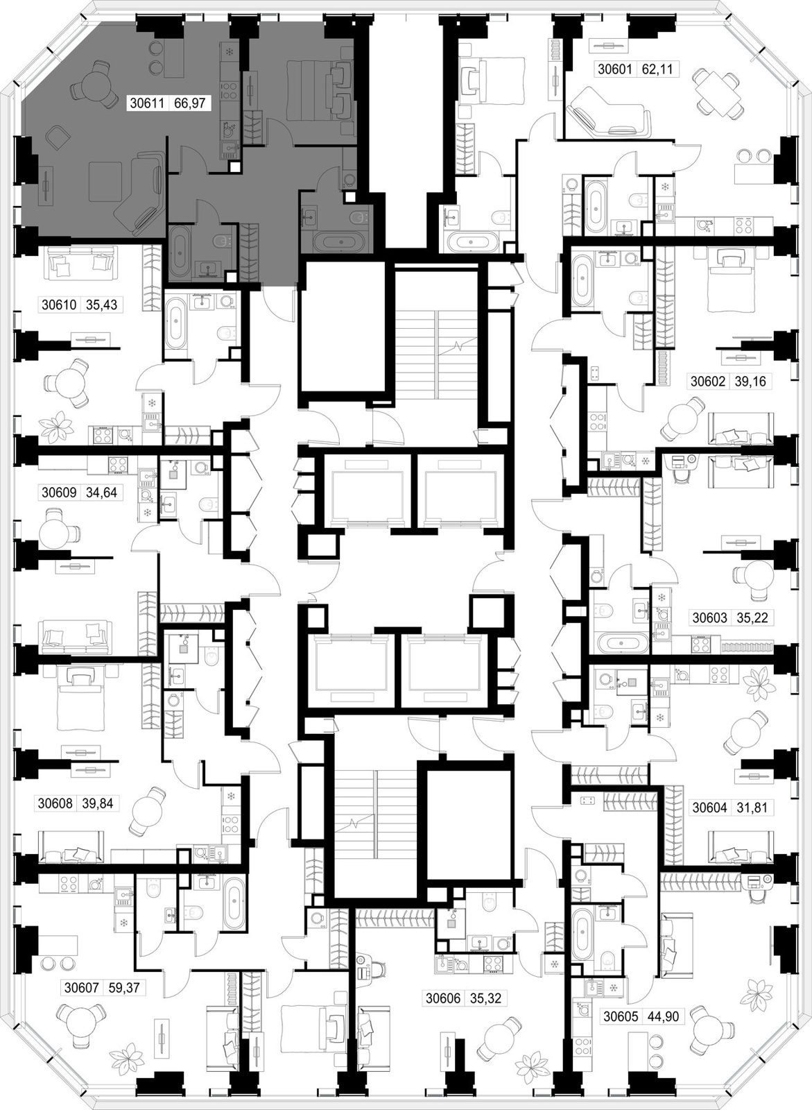 2-комнатная квартира, 67 м² — фото 3