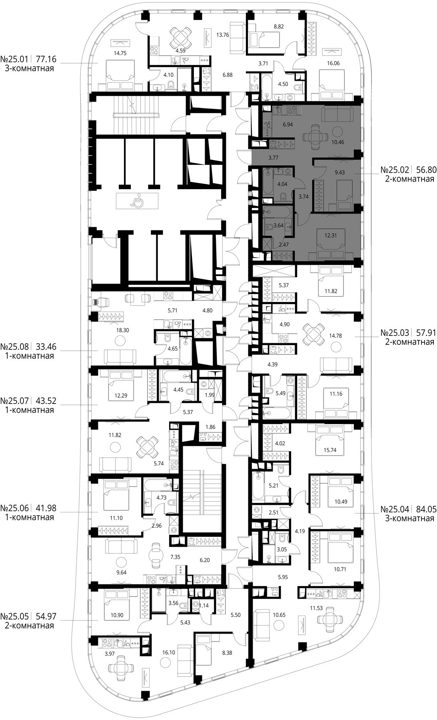 2-комнатная квартира, 56,8 м² — фото 2