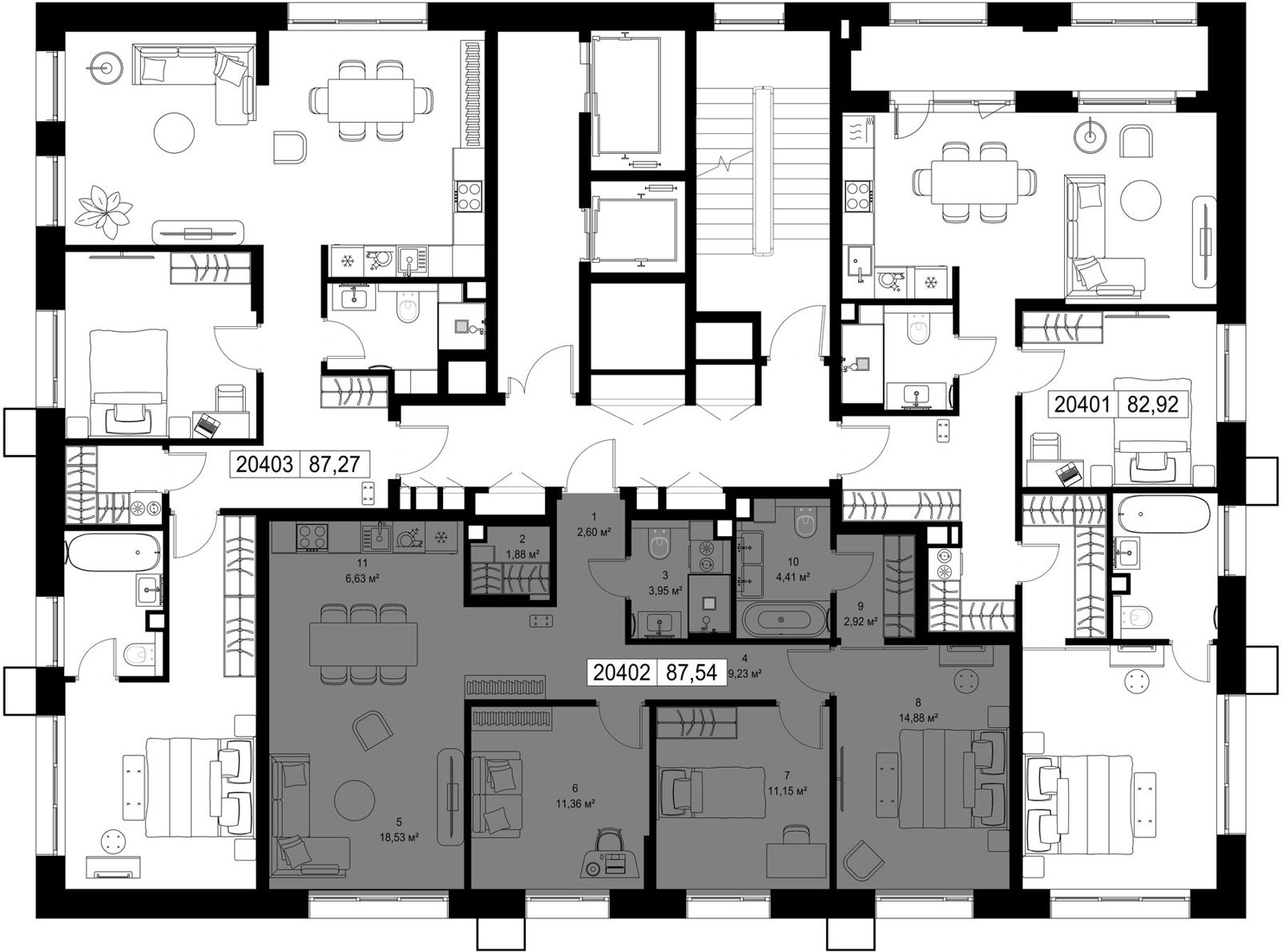3-комнатная квартира, 87,5 м² — фото 2