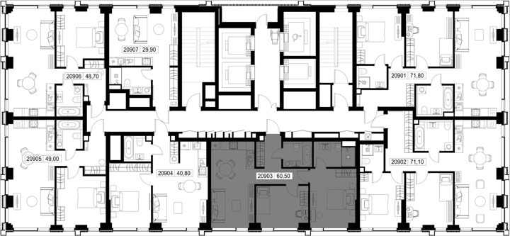 2-комнатная квартира, 60,5 м² — фото 2
