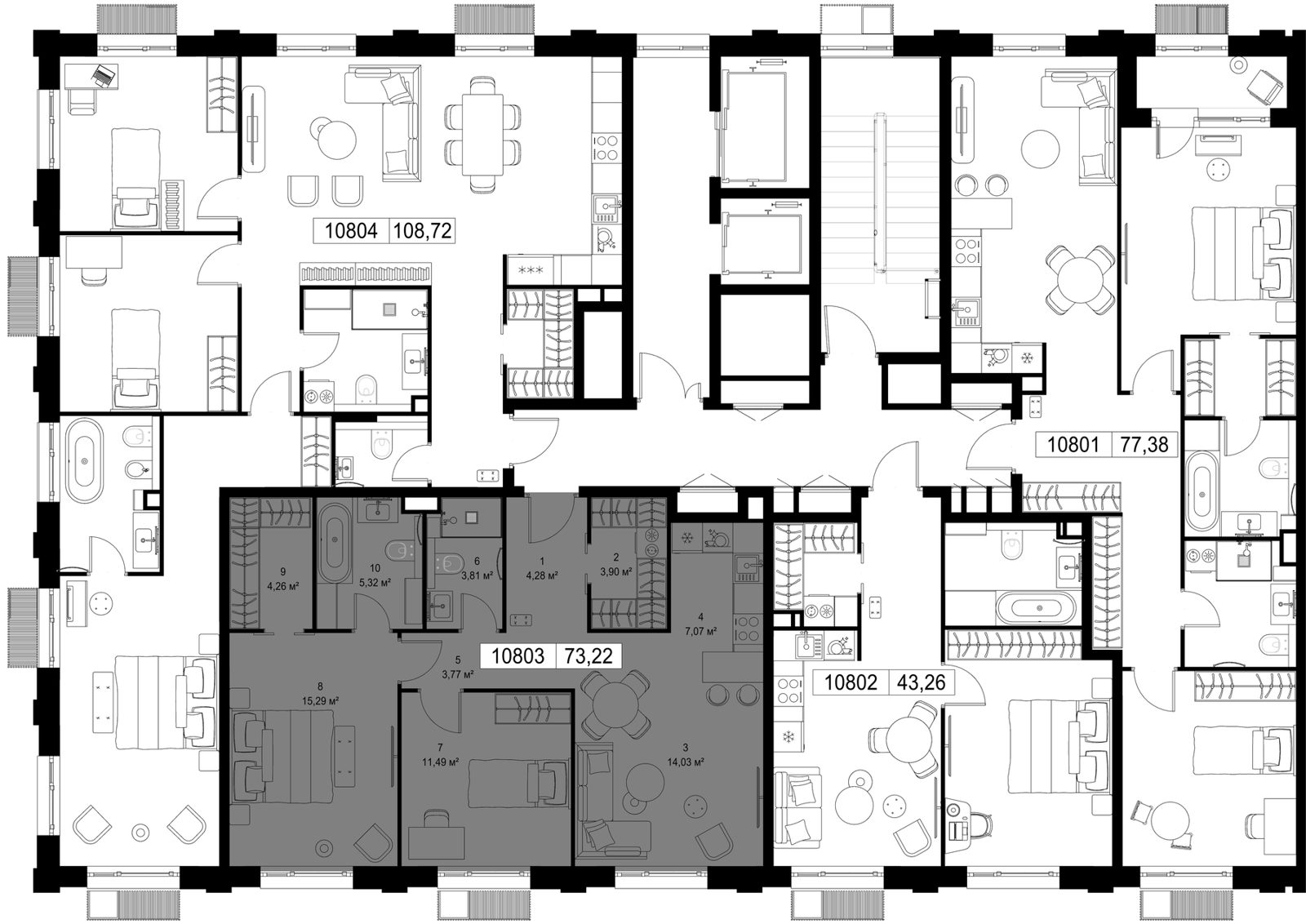 2-комнатная квартира, 73,2 м² — фото 2
