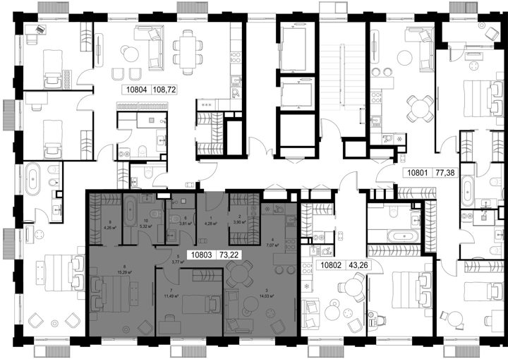 2-комнатная квартира, 73,2 м² — фото 2