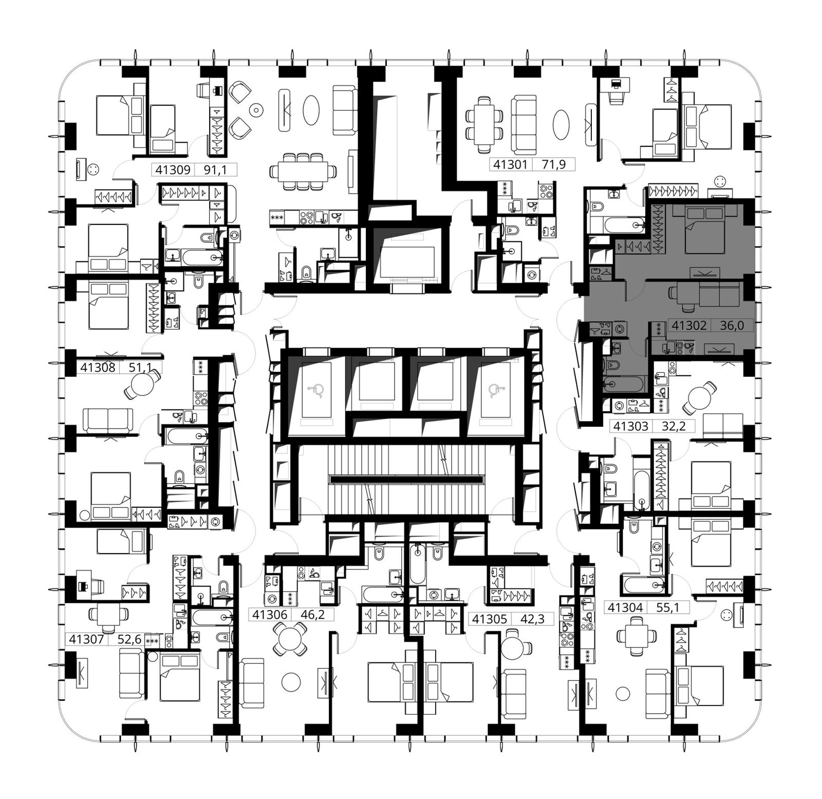 1-комнатная квартира, 36 м² — фото 2