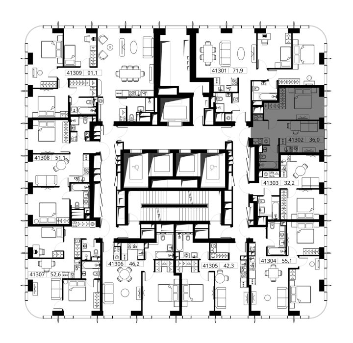 1-комнатная квартира, 36 м² — фото 2
