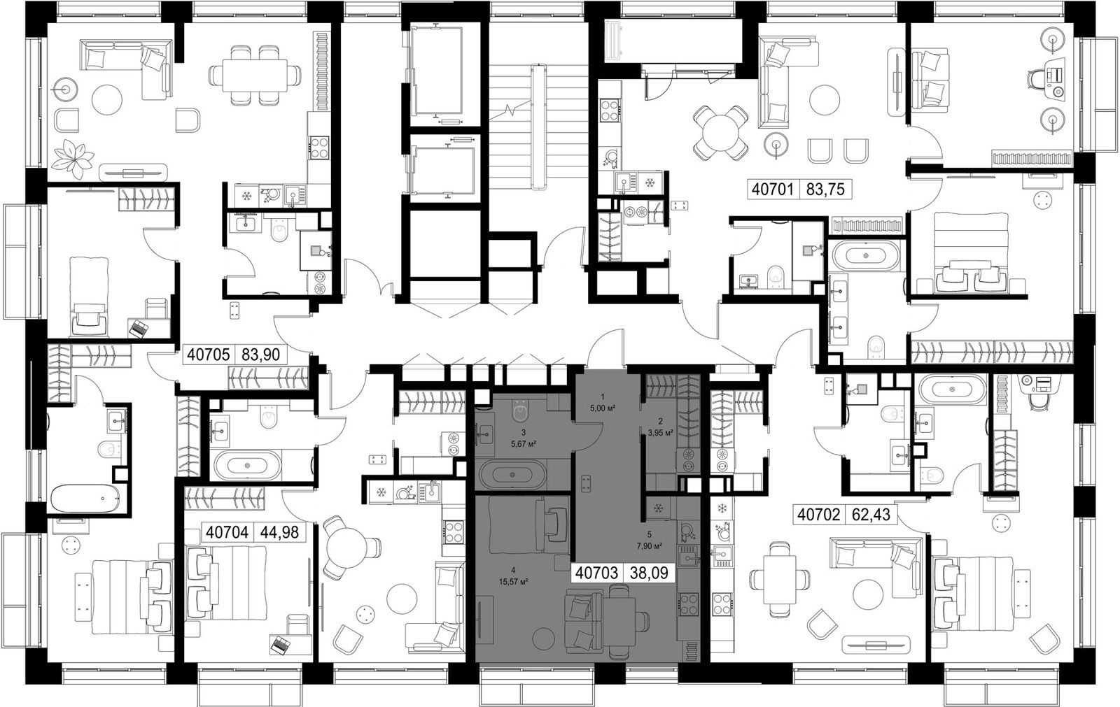 1-комнатная квартира, 38,1 м² — фото 2