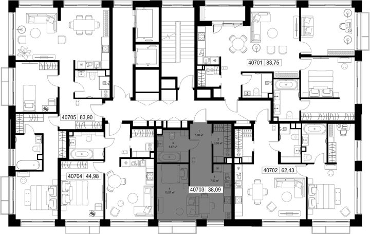 1-комнатная квартира, 38,1 м² — фото 2