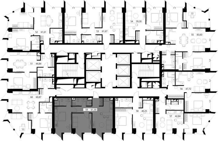2-комнатная квартира, 60,9 м² — фото 2