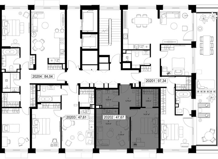 1-комнатная квартира, 47,7 м² — фото 2