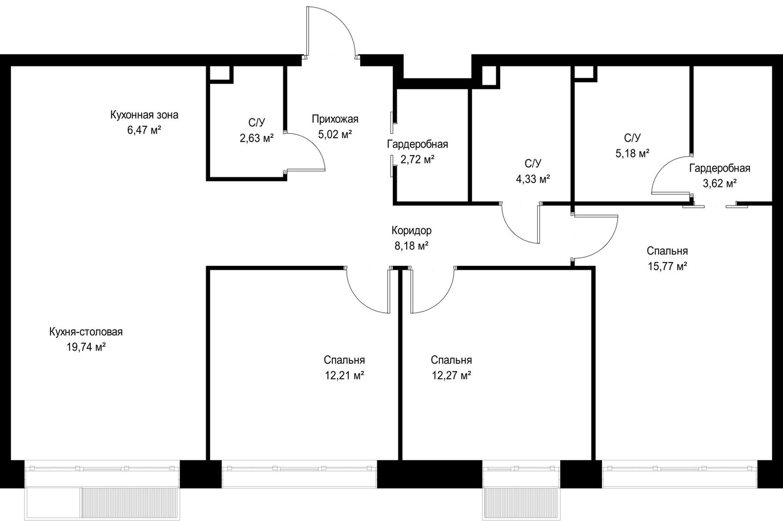 3-комнатная квартира, 98,1 м² — фото 2