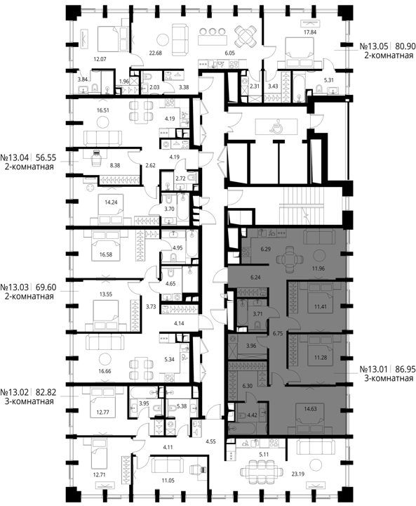 3-комнатная квартира, 87 м² — фото 2