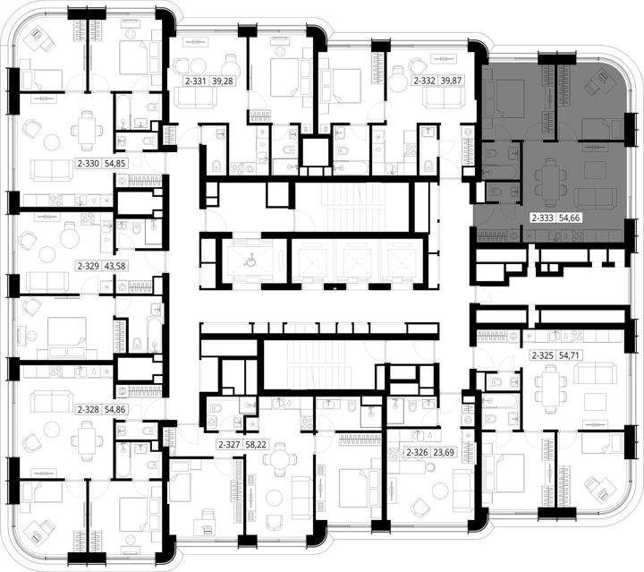 2-комнатная квартира, 54,3 м² — фото 2