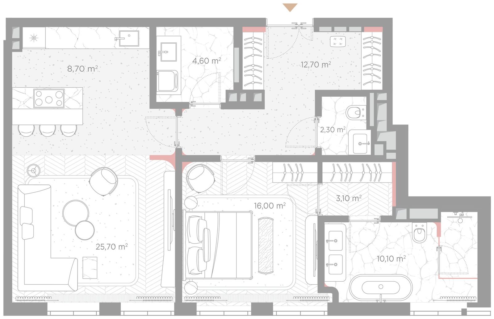 1-комнатная квартира, 83,2 м²