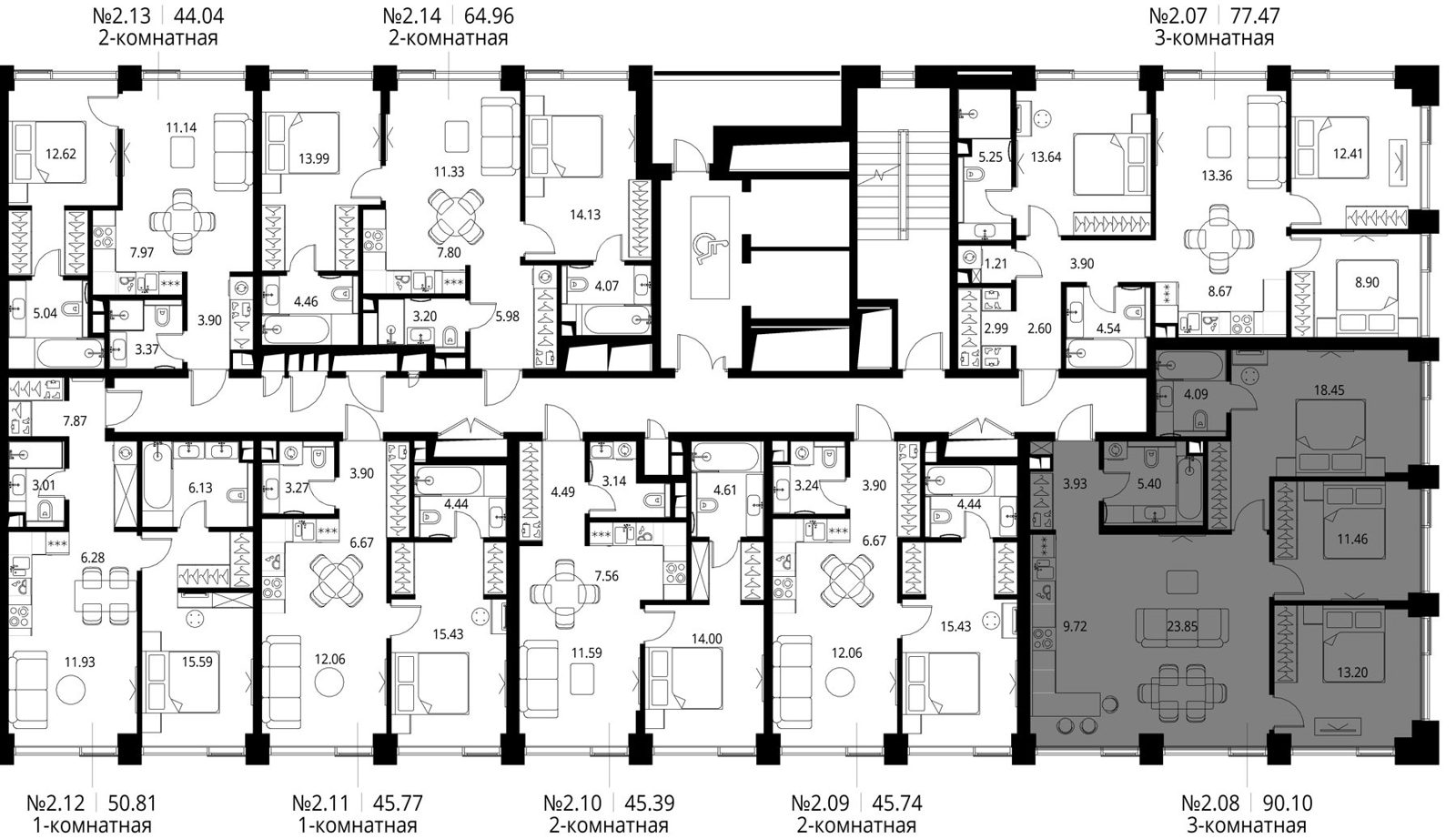 3-комнатная квартира, 90,1 м² — фото 2
