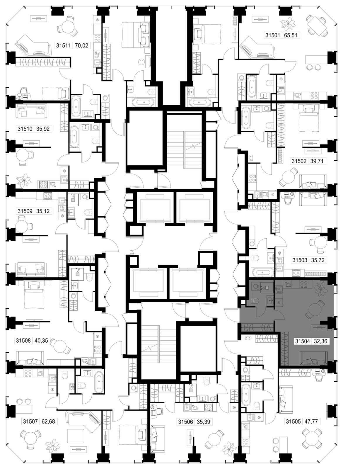 1-комнатная квартира, 32,4 м² — фото 2