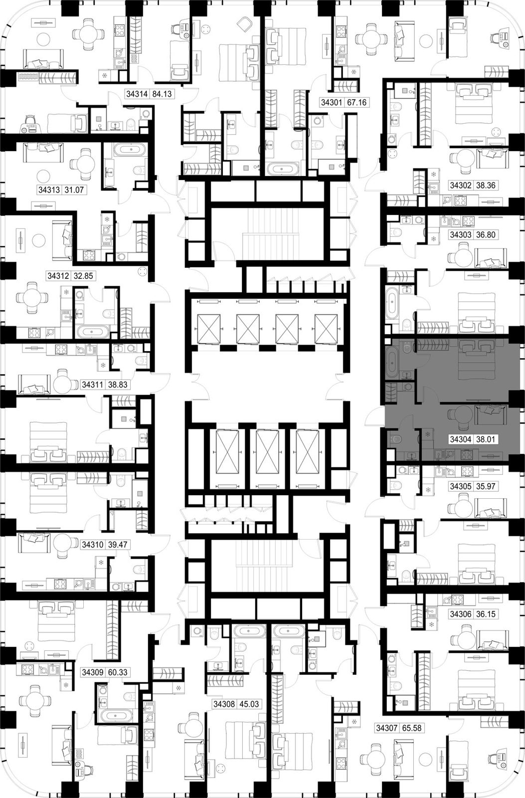 1-комнатная квартира, 38 м² — фото 2