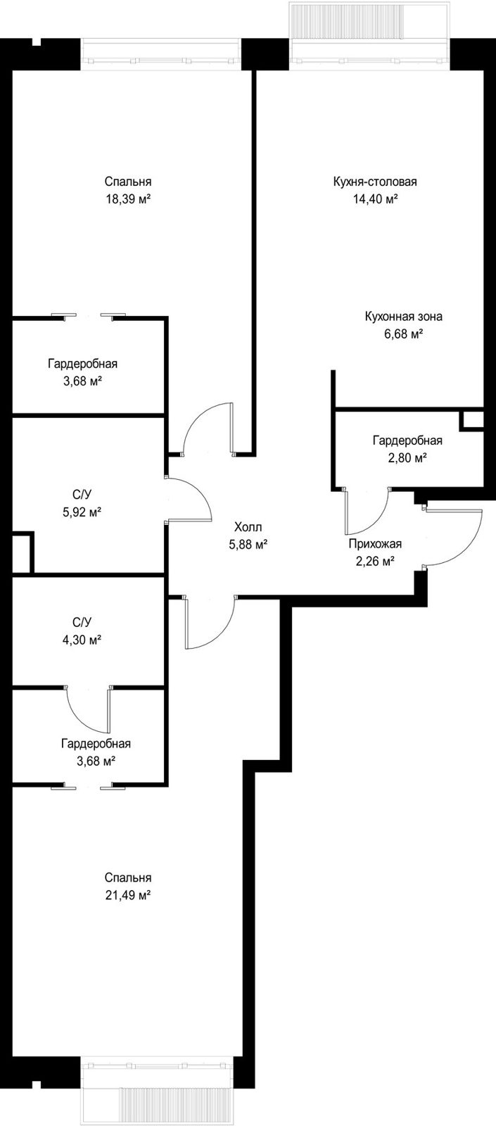 2-комнатная квартира, 89,5 м² — фото 2