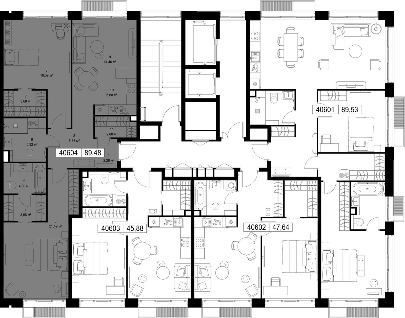 2-комнатная квартира, 89,5 м² — фото 3