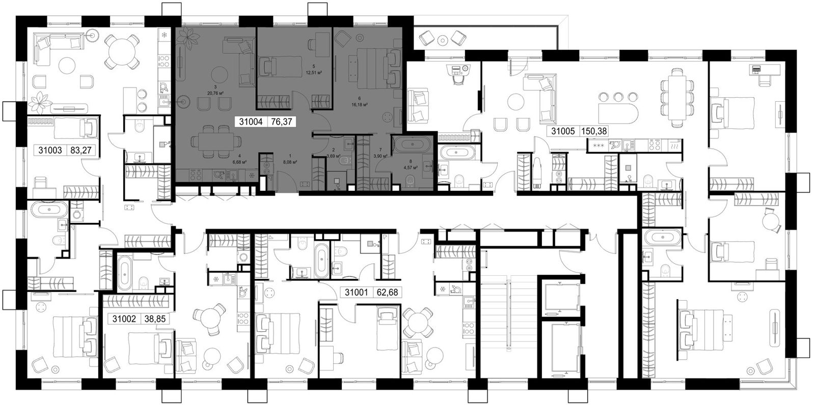 2-комнатная квартира, 76,4 м² — фото 2