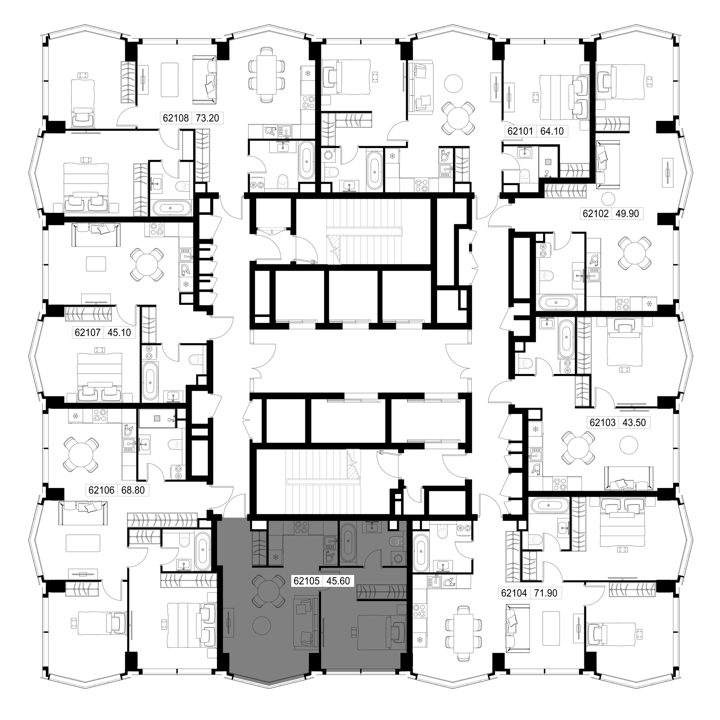 1-комнатная квартира, 45,6 м² — фото 2