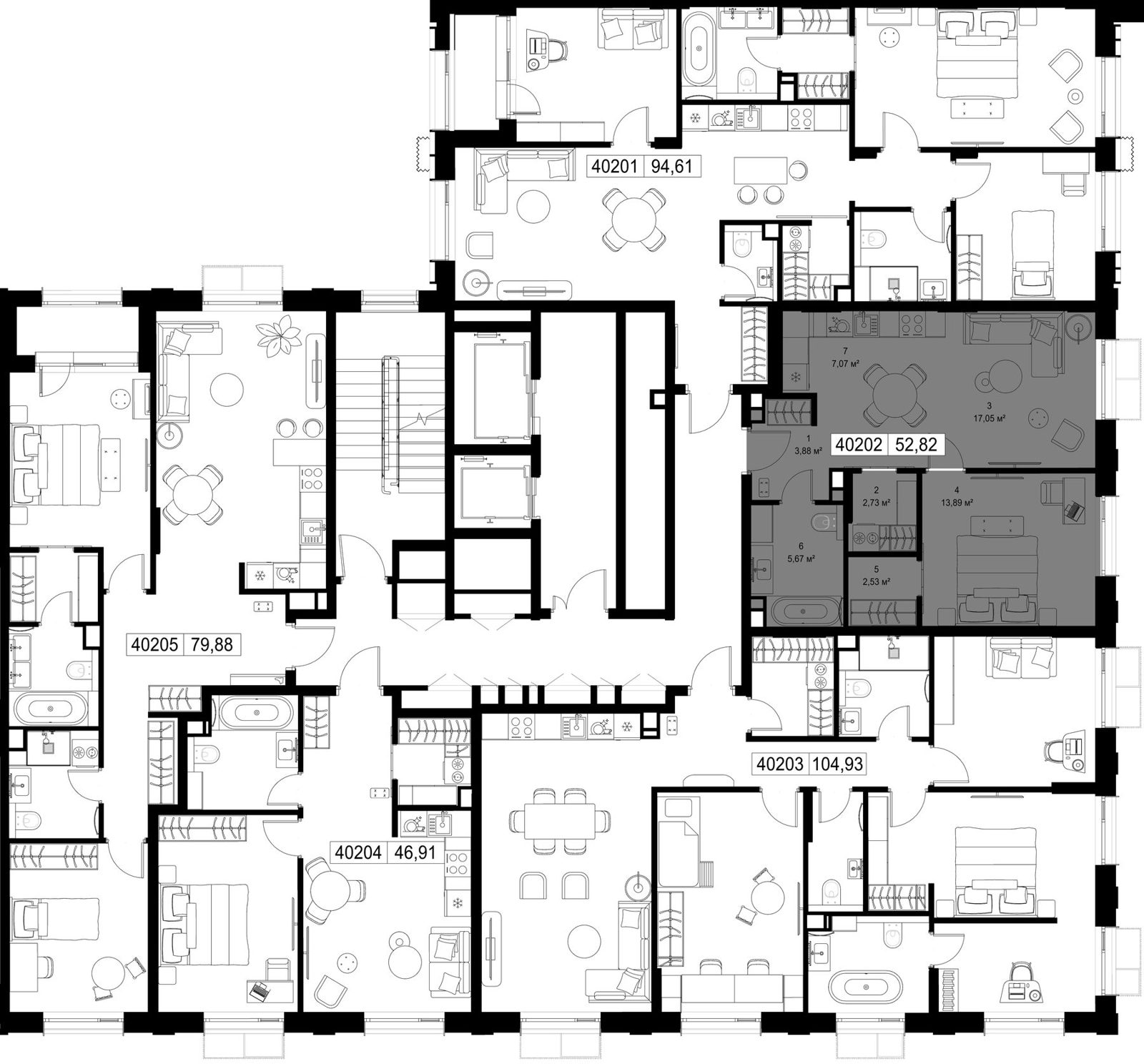 1-комнатная квартира, 52,8 м² — фото 2